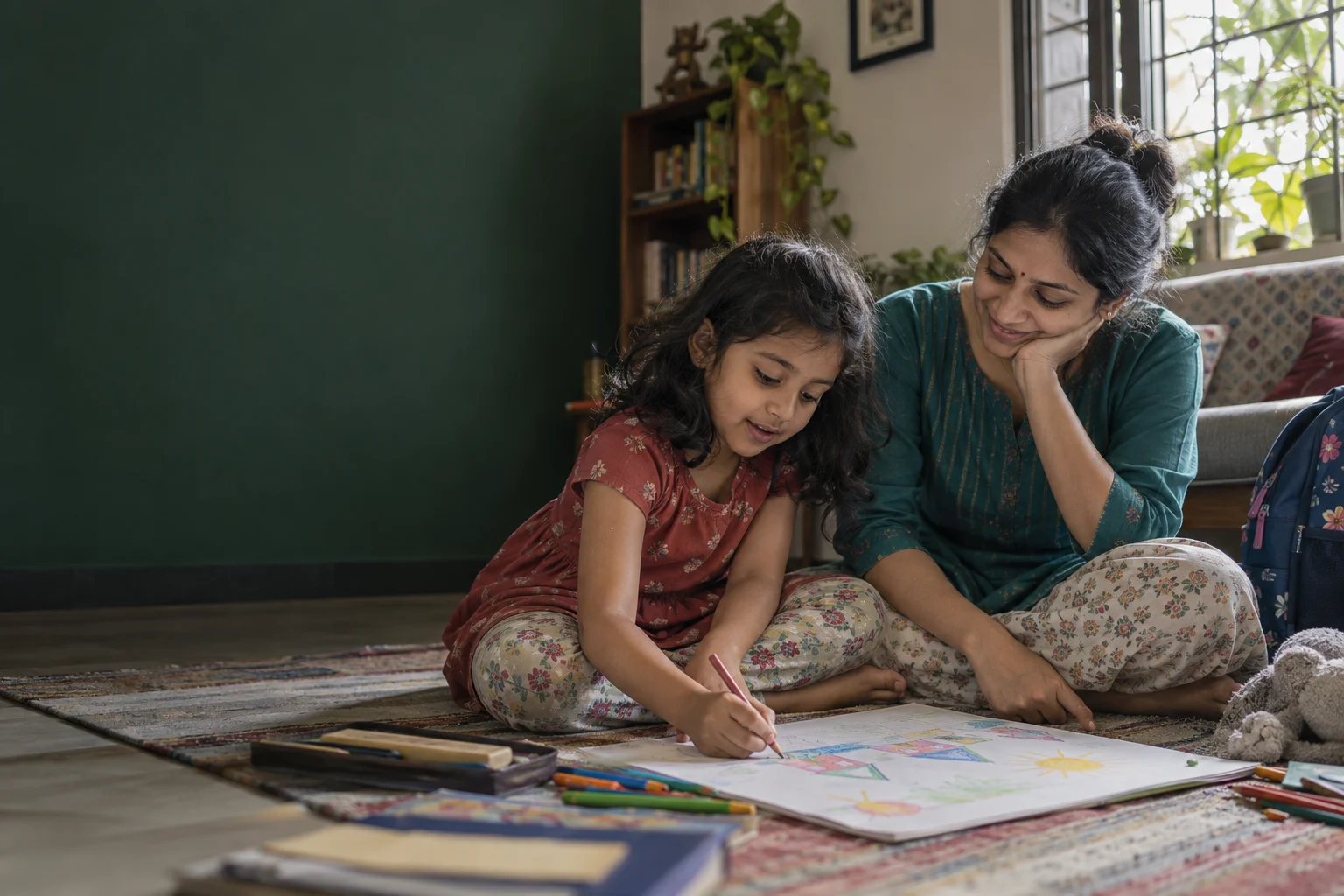 Illustrative scene of a parent and child sharing an everyday moment